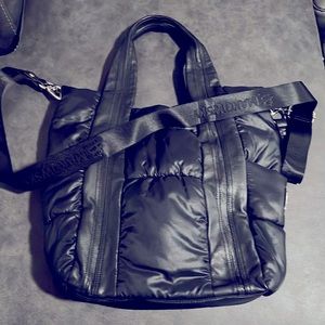 Like new B.Markowsky quilted and leather, slouch bag w/handles & shoulder strap.